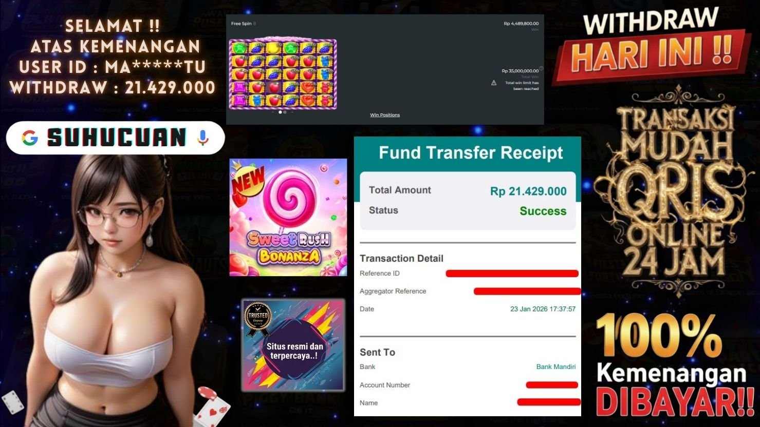 SUHUCUAN JACKPOT SLOT SWEET RUSH BONANZA